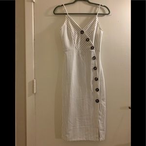 White w/ Black Stripes Midi Dress